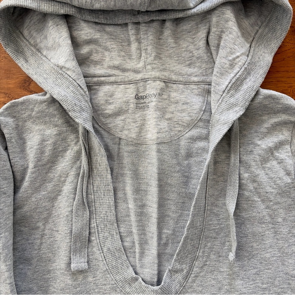 Gap Women Hoodie Shirt Top Long Sleeve S Pullover Jersey Cotton V Scoop Neck VTG - Picture 2 of 5